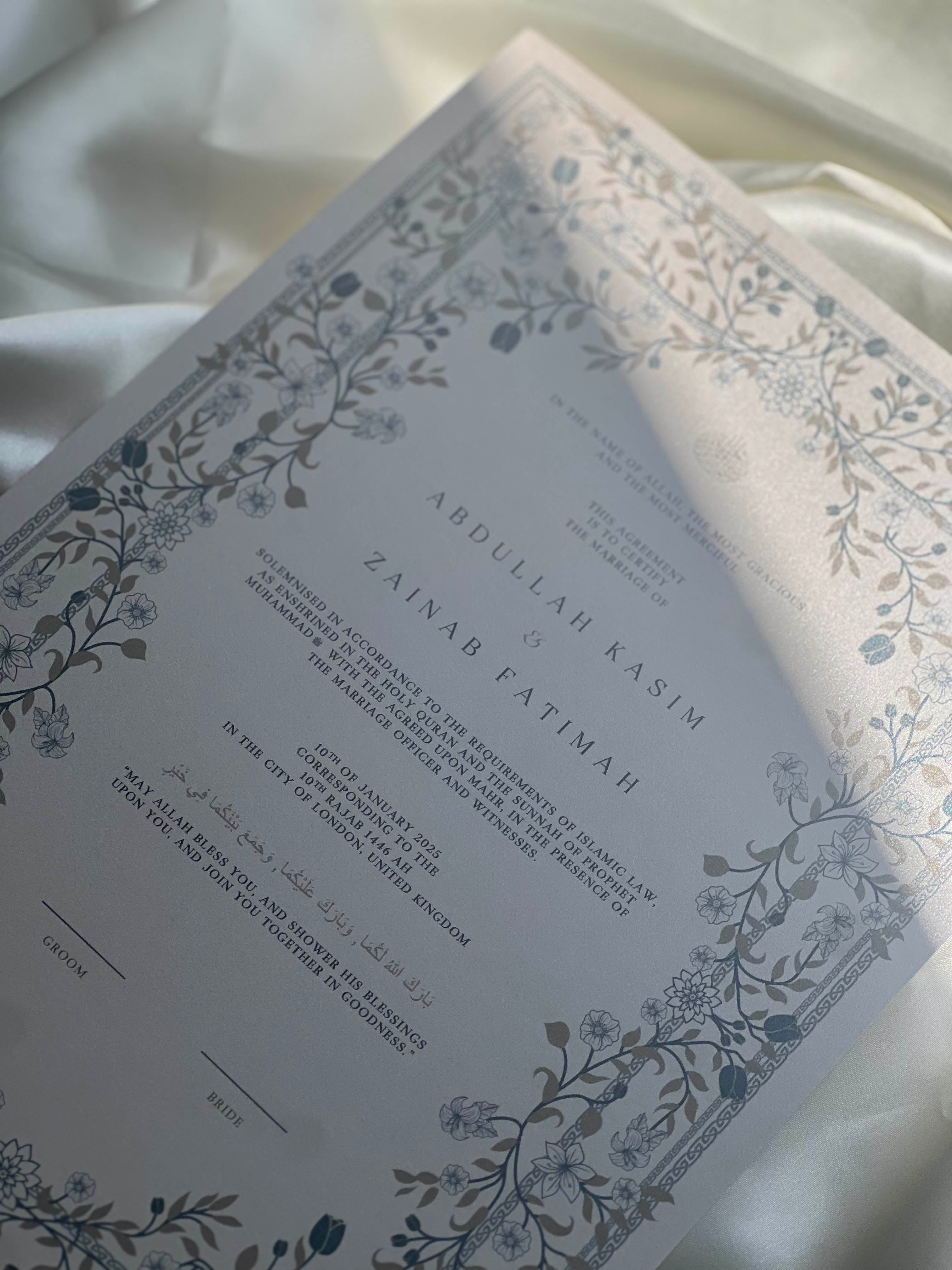 Nikah Certificate - Blossom of the Sky