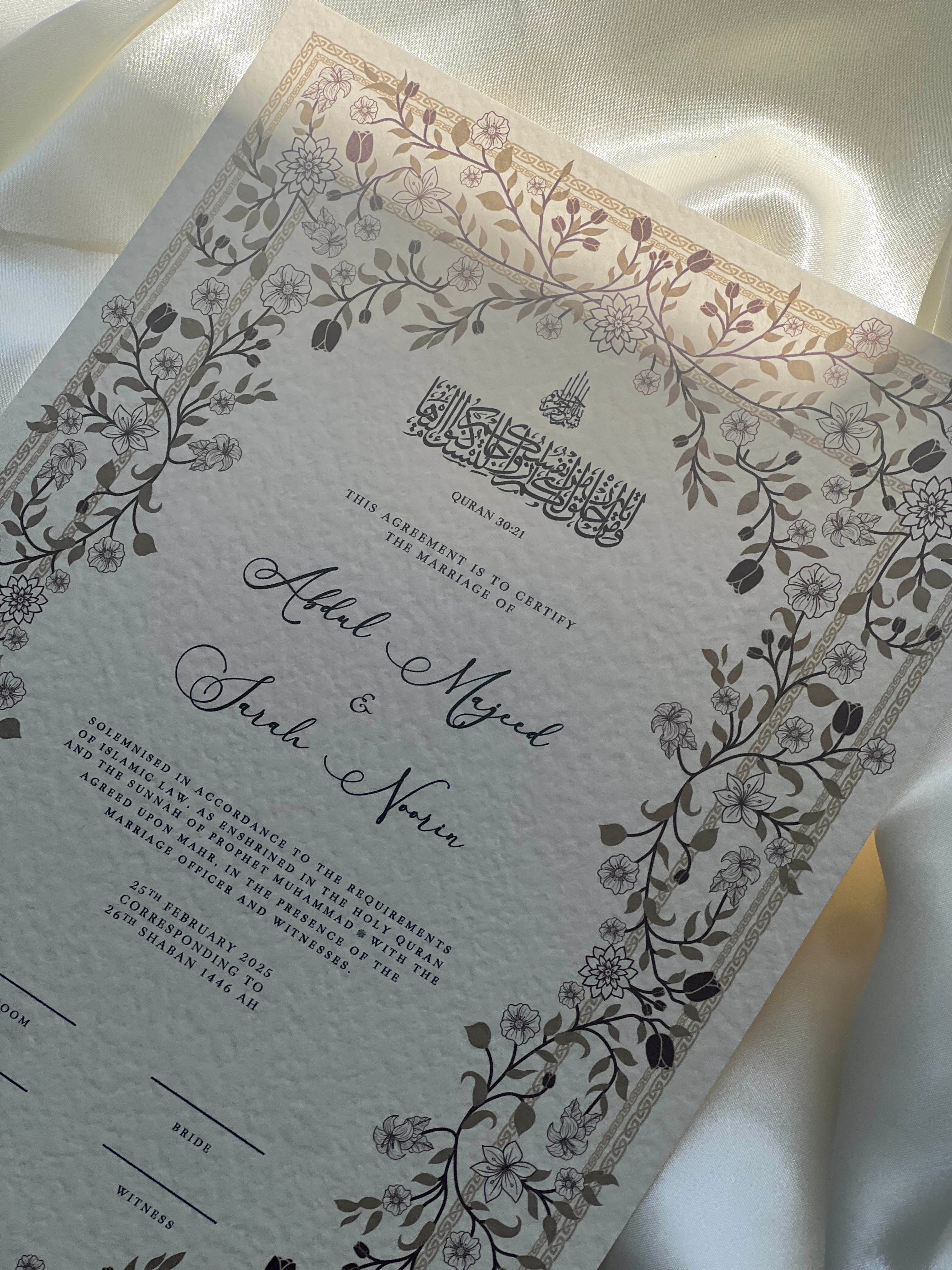 Nikah Certificate - Shine of the Rose