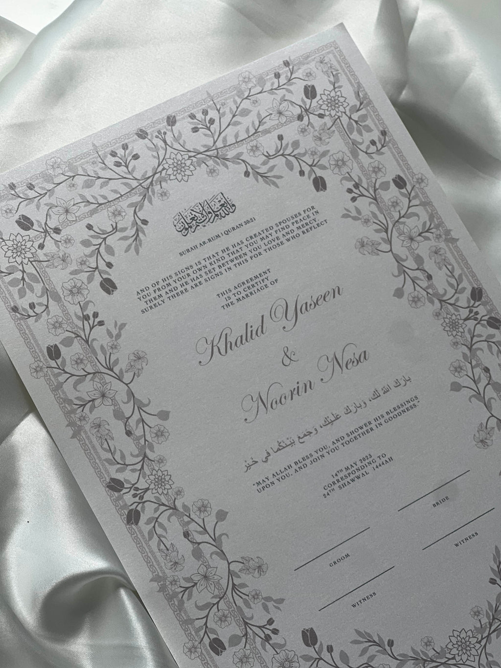 Nikah Certificate - Blossom of Affection