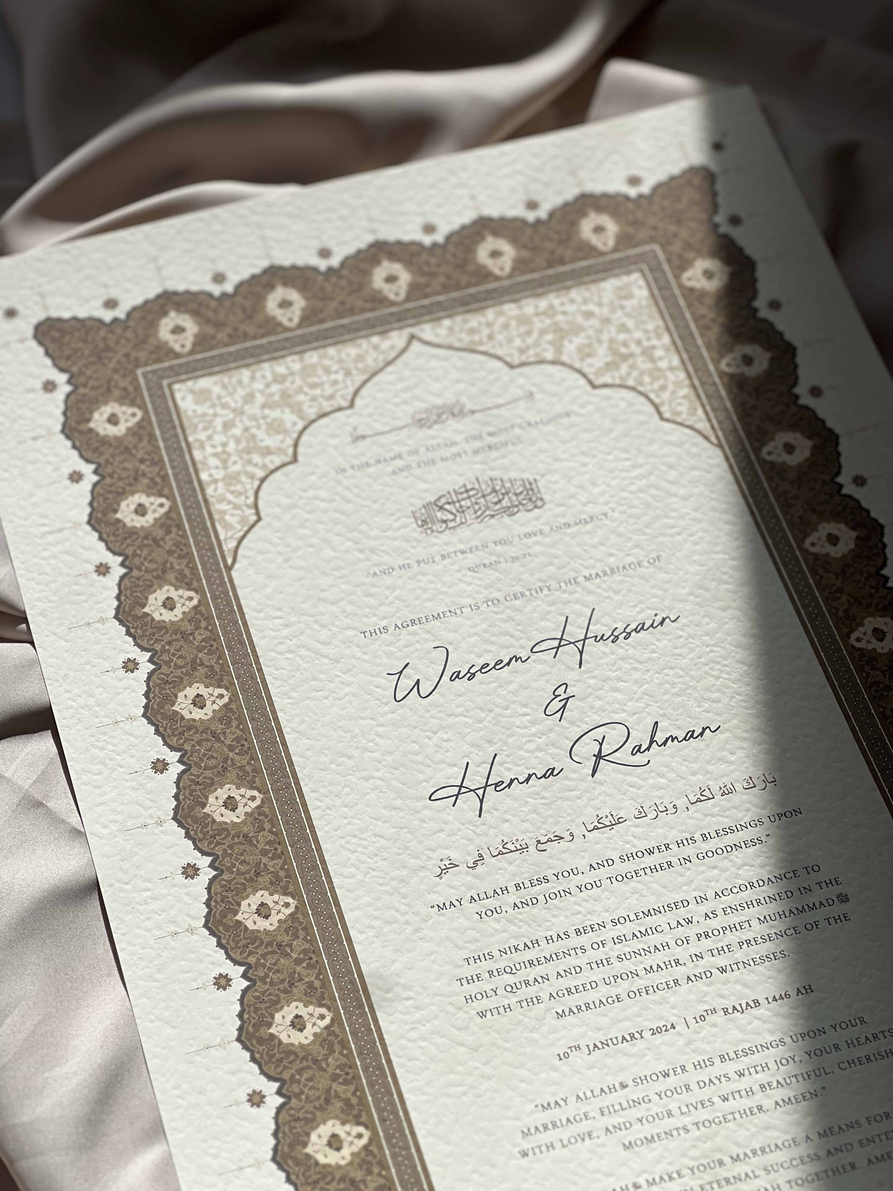 Bundle: Large Extended Nikah Certificate - The Light of Dark Amber