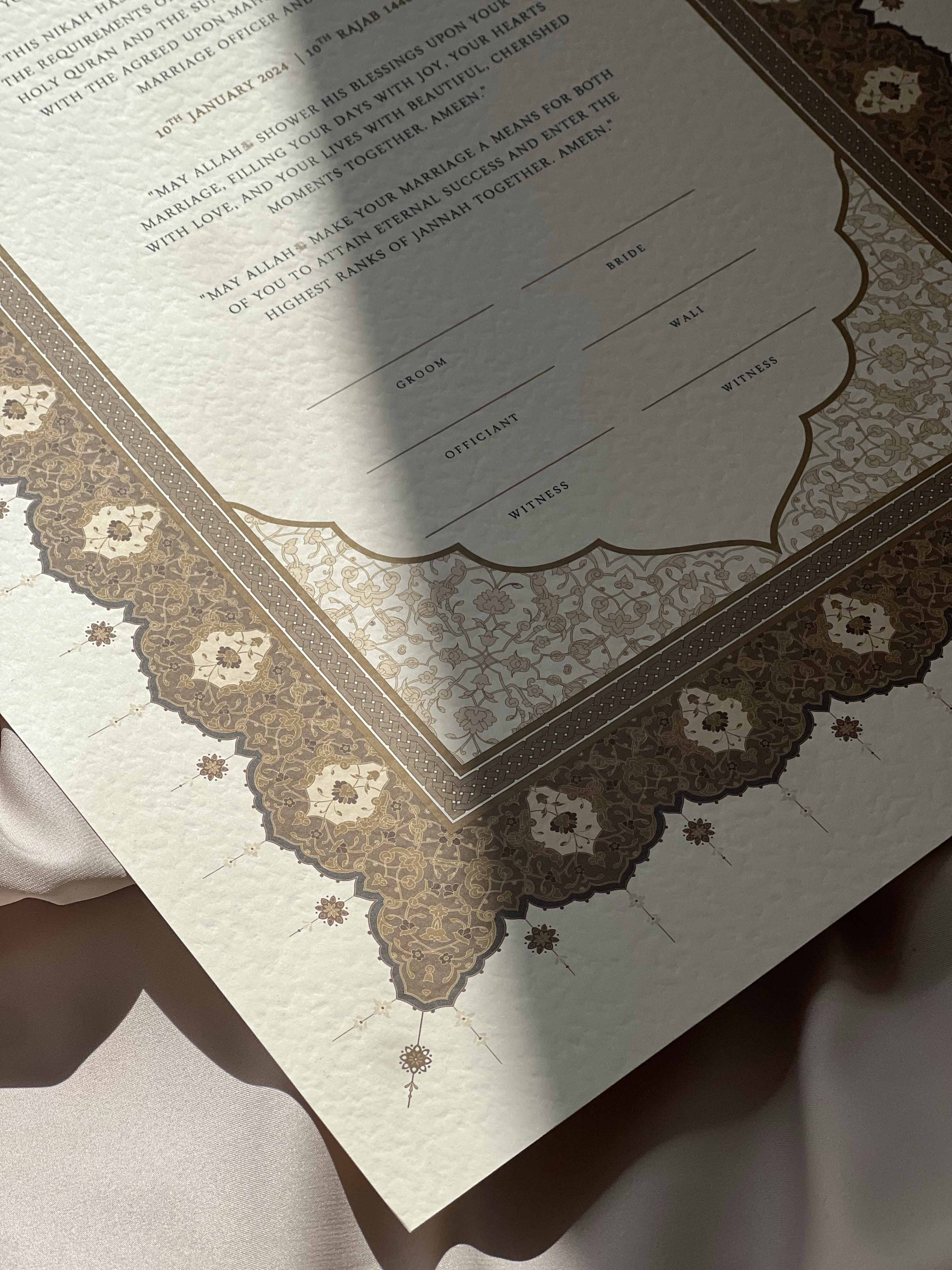 Bundle: Large Extended Nikah Certificate - The Light of Dark Amber