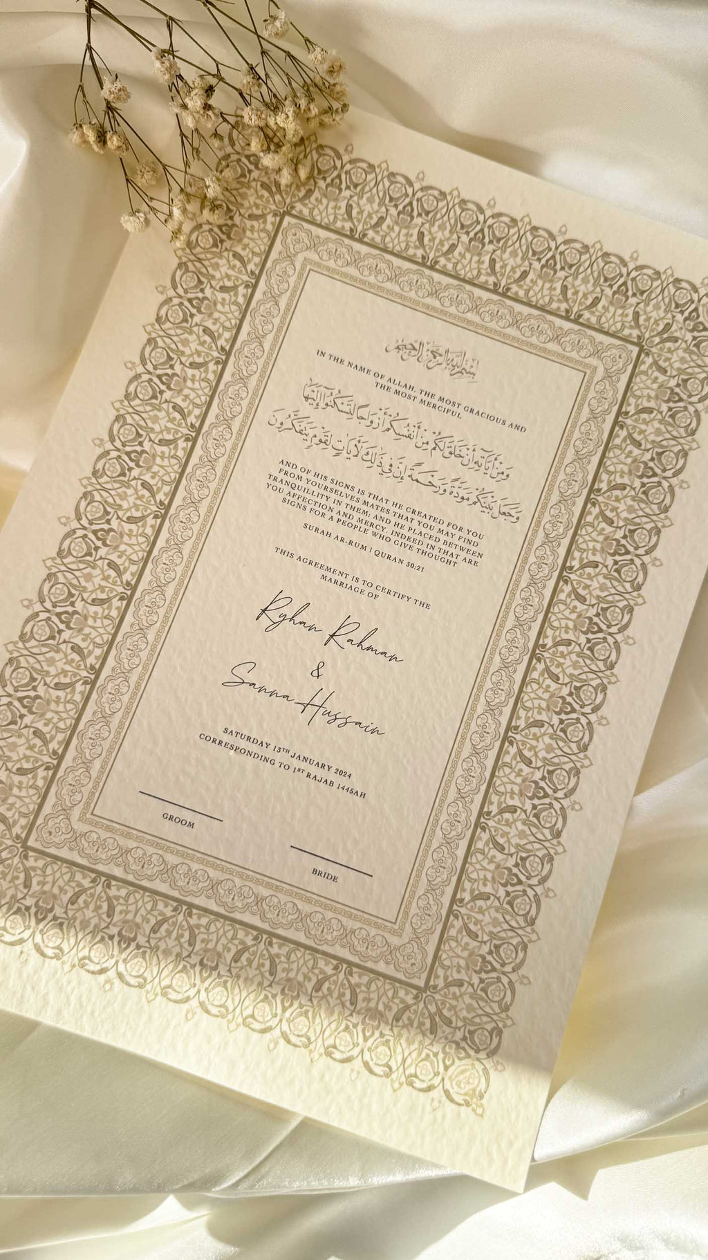 Nikah Certificate - Legacy of Love + Pen