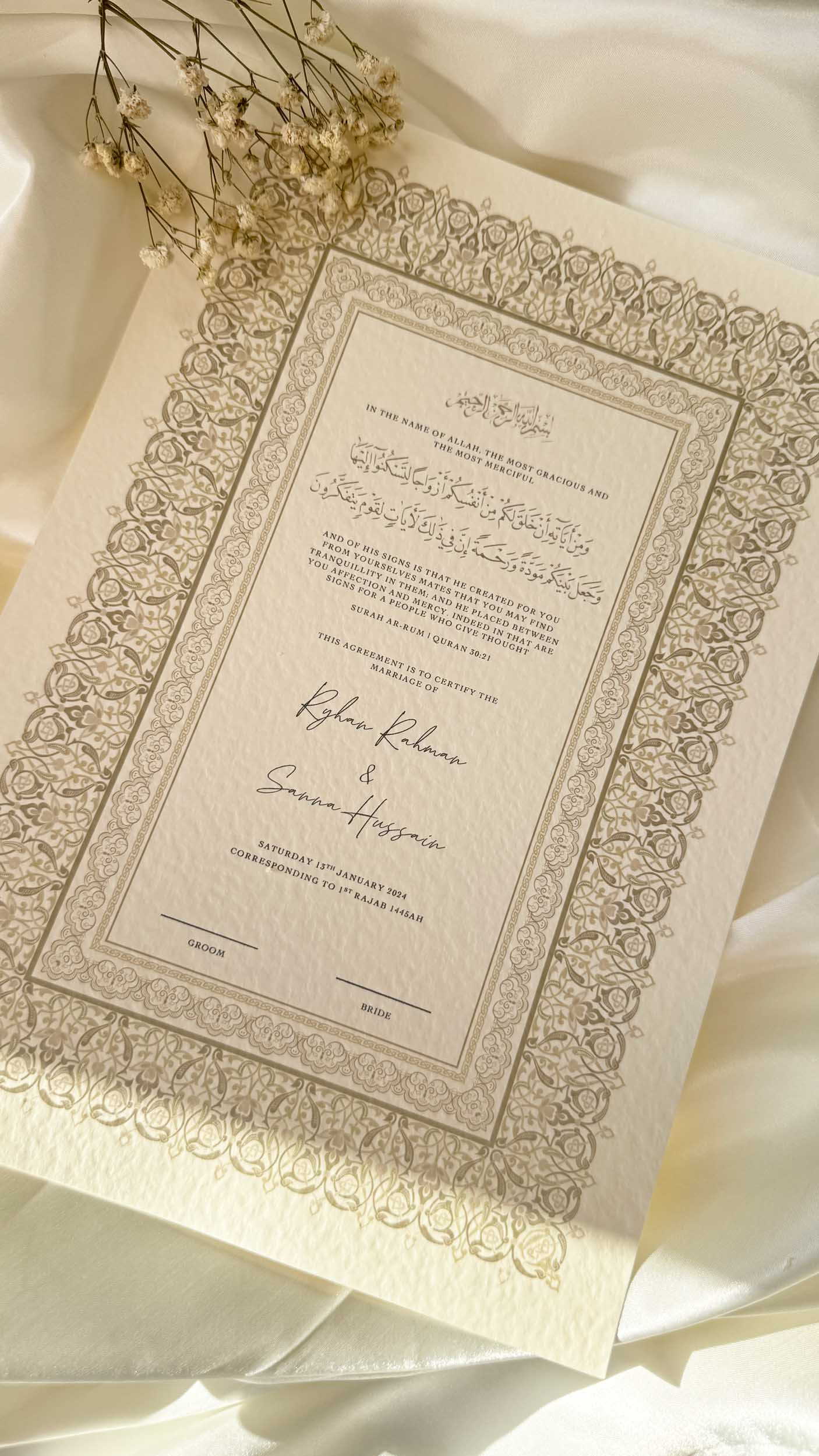 Nikah Certificate - Legacy of Love + Pen