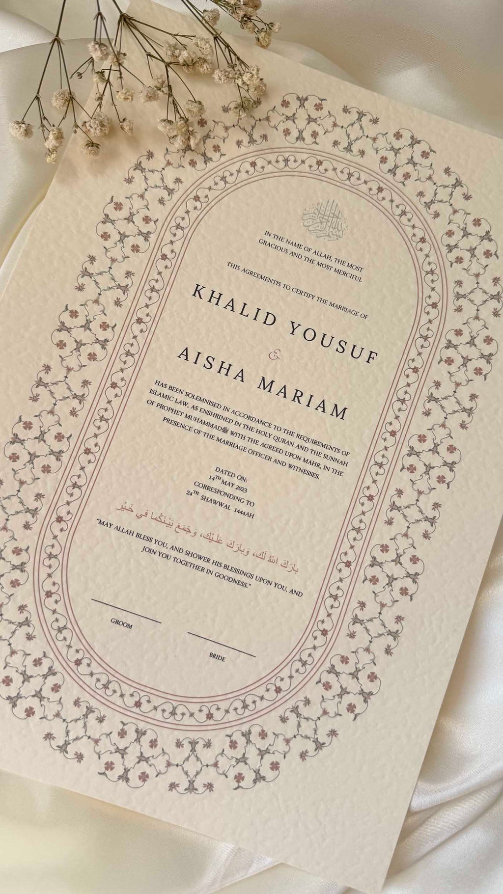 Nikah Certificate - Contract of Life