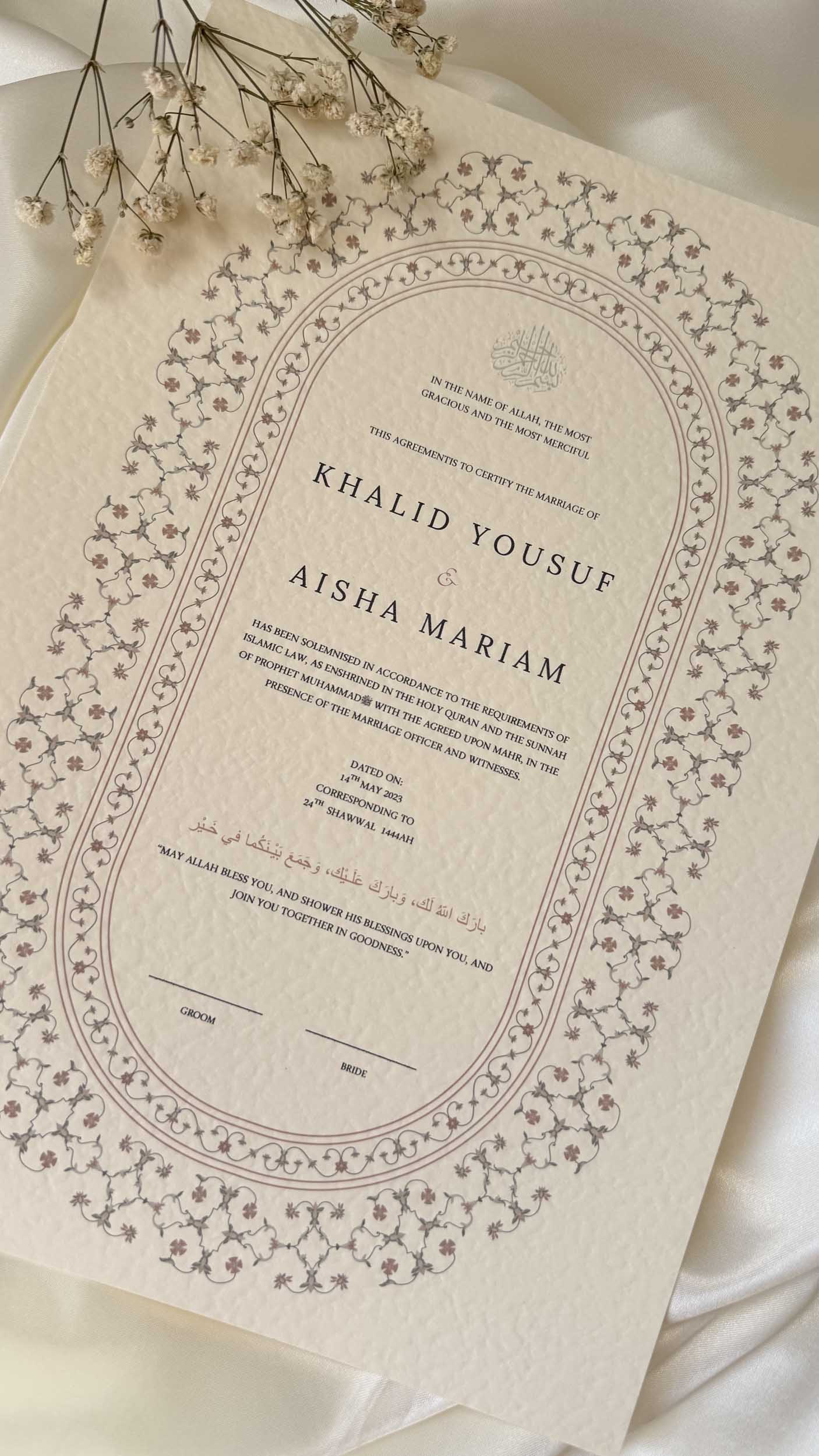 Nikah Certificate - Contract of Life