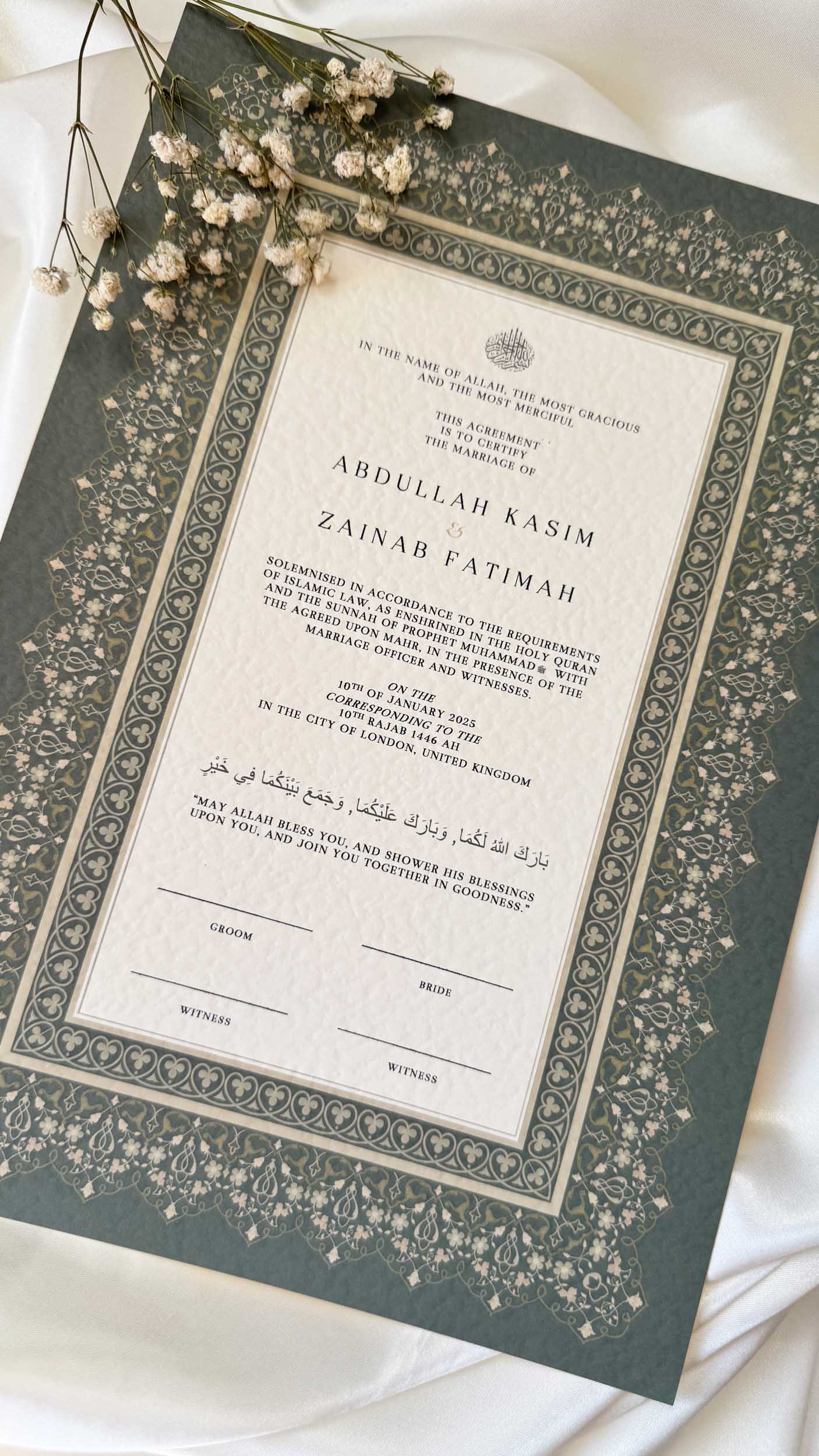 Nikah Certificate - Garden of Hope