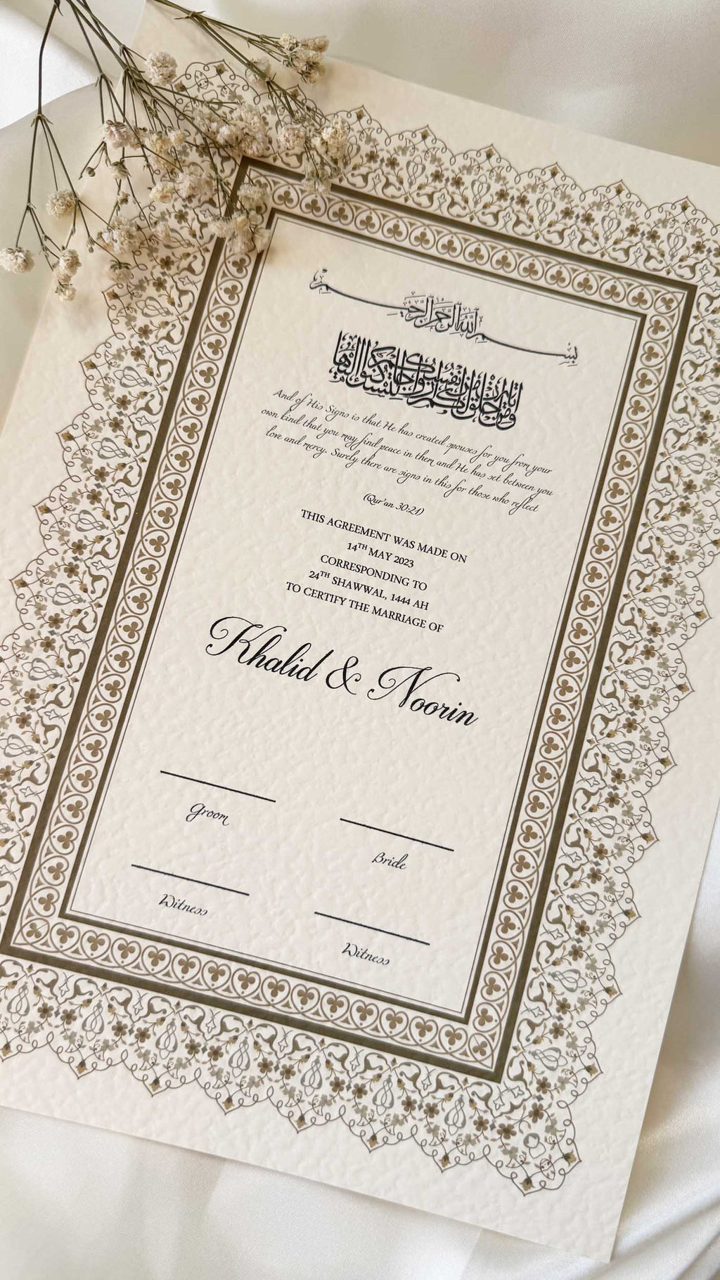 Nikah Certificate - Soul of Gold + Pen