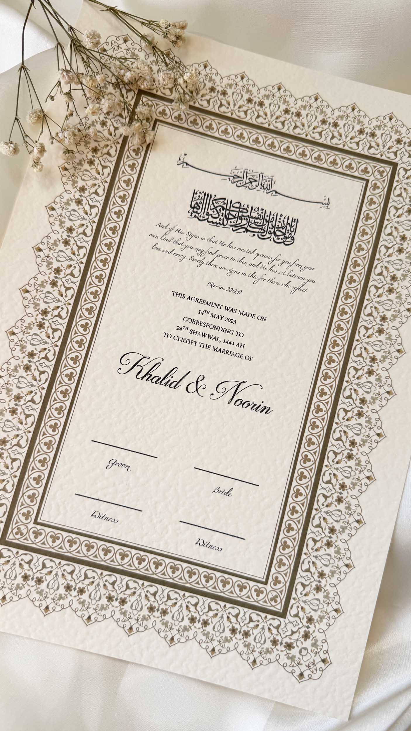 Nikah Certificate - Soul of Gold + Pen
