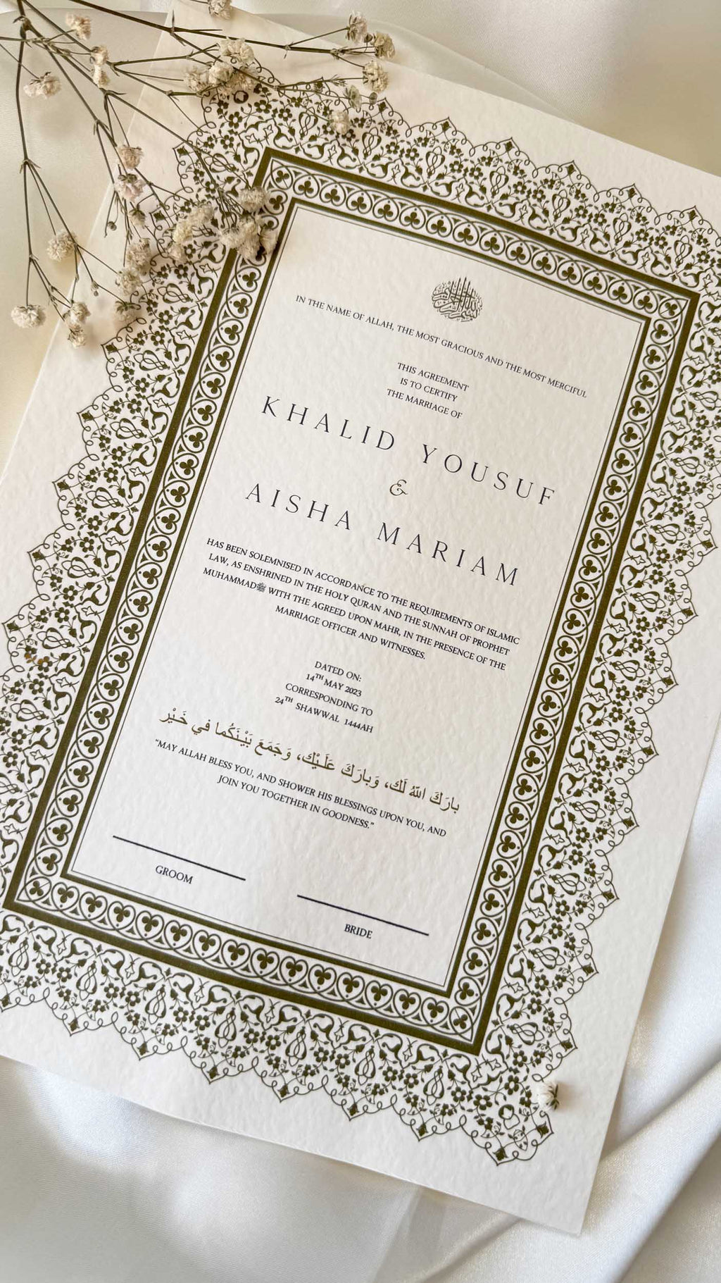 Nikah Certificate - Treasure of Emotions