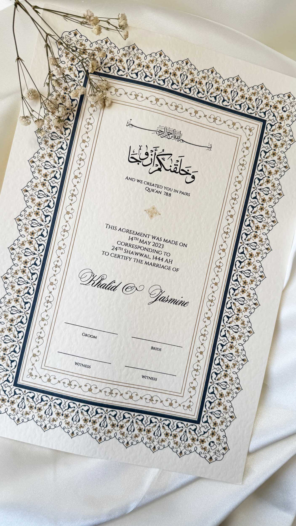 Nikah Certificate - Shine of the Sky