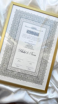 Bundle: Nikah Certificate - Style of Gold + Frame + Pen