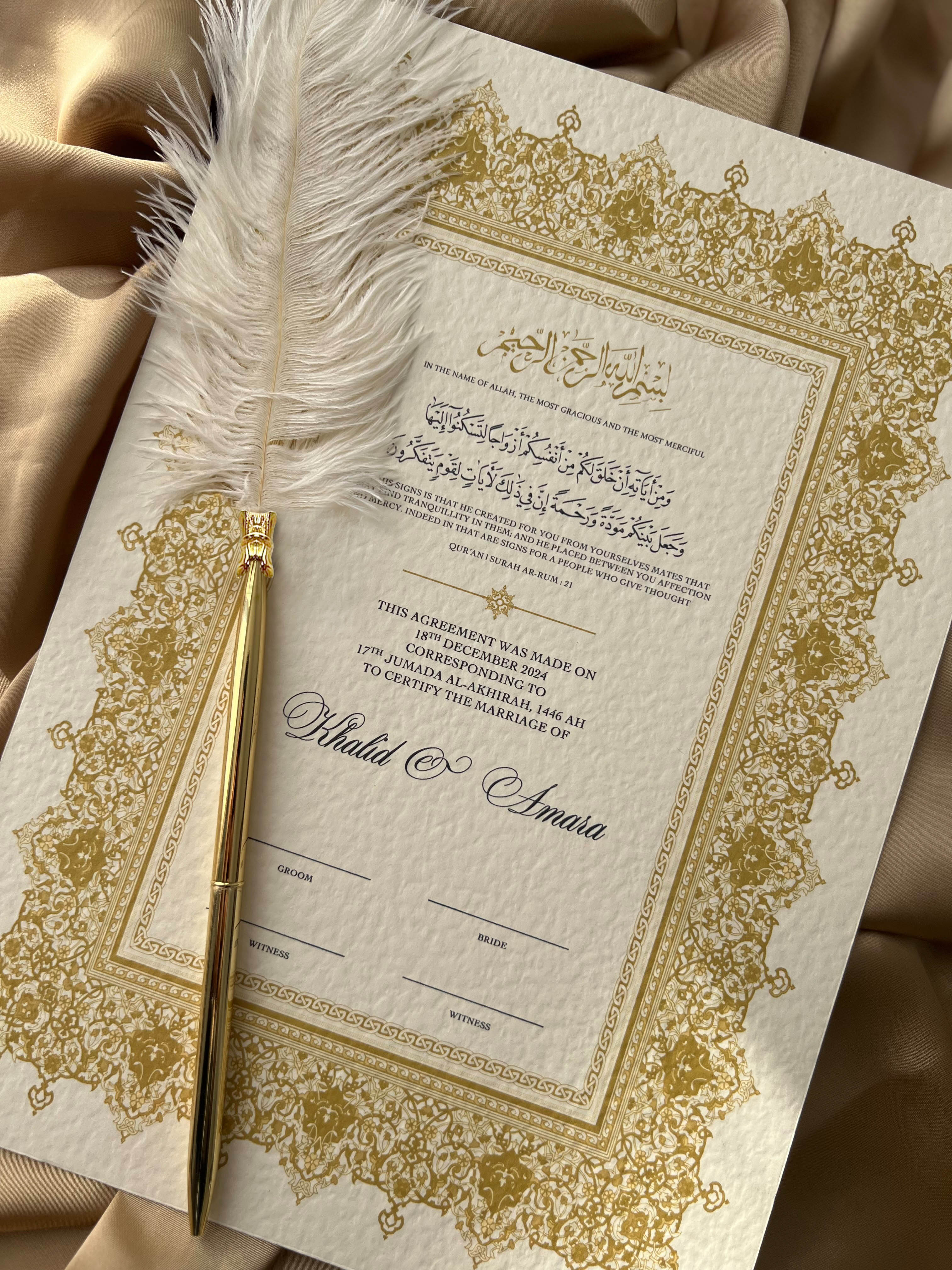Nikah Certificate - Treasure of Shine + Pen