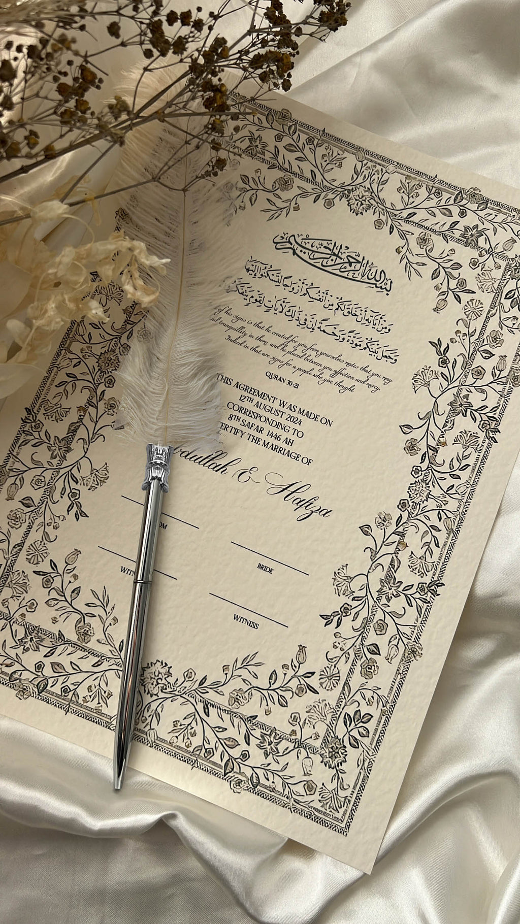 Nikah Certificate - Eternal Love + Pen