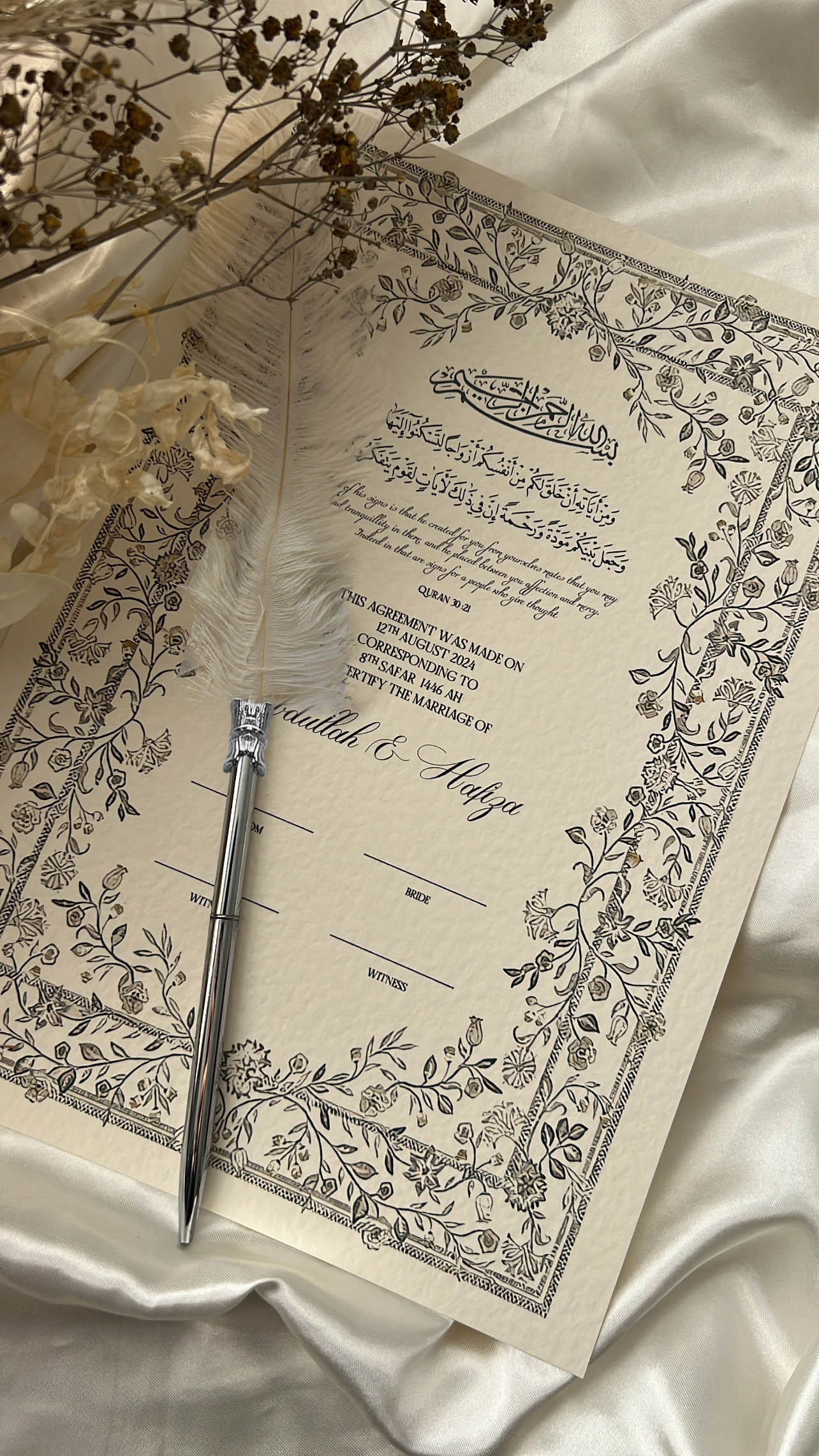 Nikah Certificate - Eternal Love + Pen