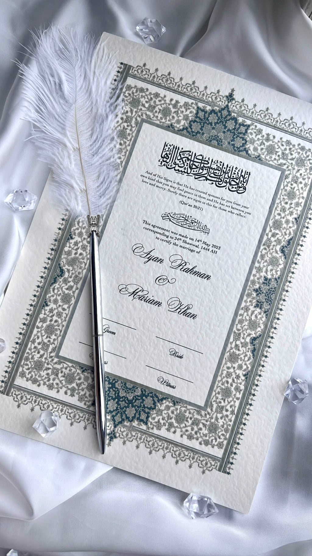 Nikah Certificate - Gems of the Sea + Pen