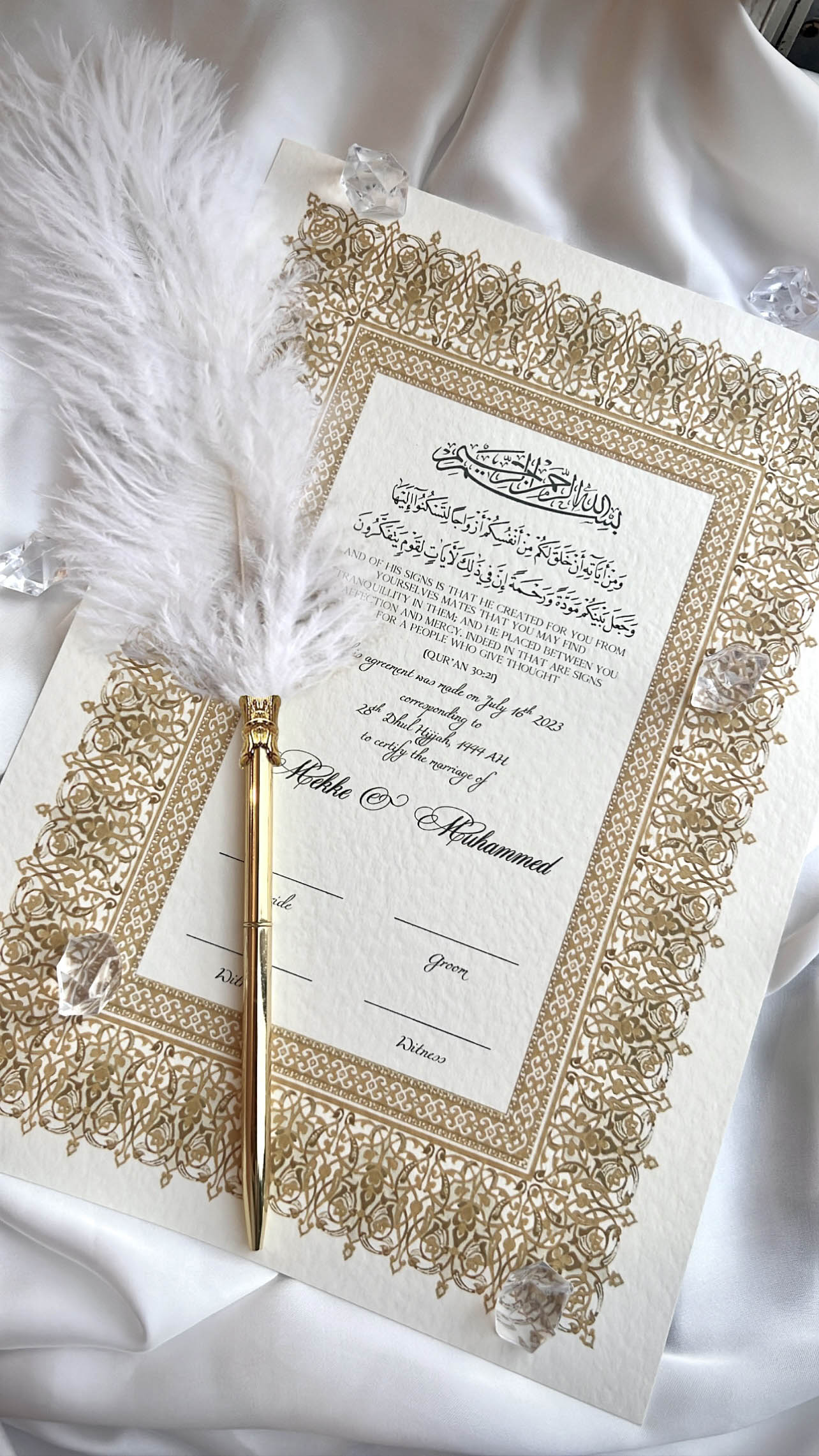 Nikah Certificate - Treasure of Gold + Pen