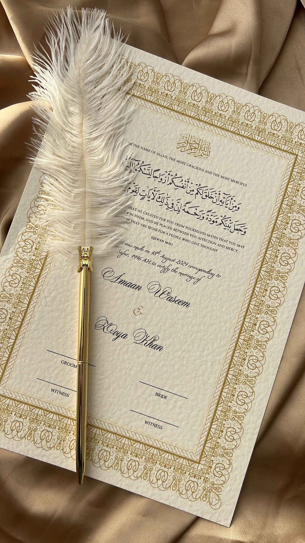 Nikah Certificate - World of Gold + Pen
