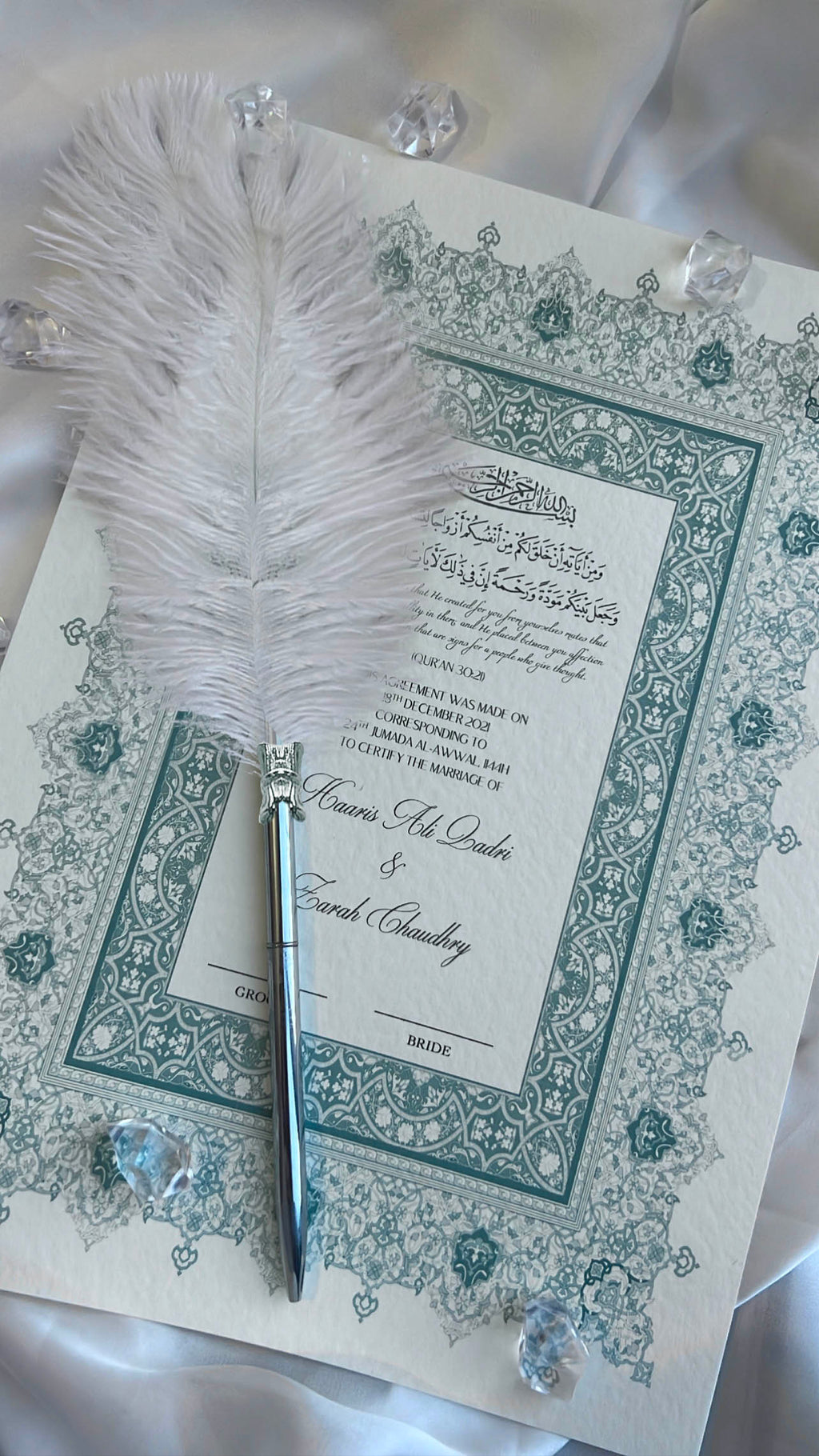 Nikah Certificate - Blue Hope + Pen